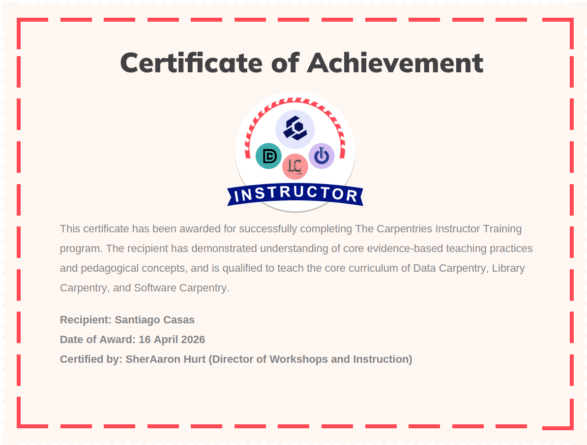 Carpentries Instructor Certificate
